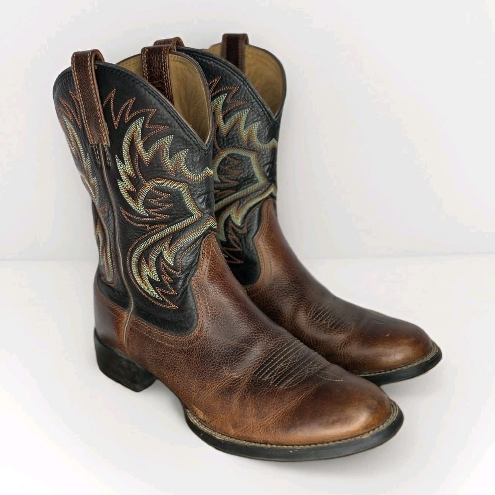 Vintage Ariat Style 10002581(39971) Men's Embroidered Round Cowboy Boots  12D